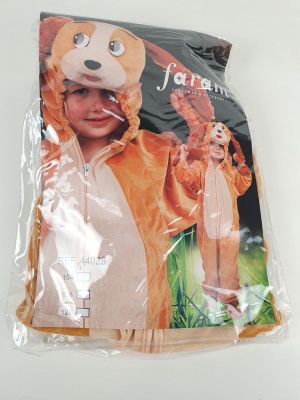 a small child wearing a lion costume in a plastic bag