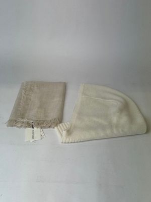 two pieces of white cloth are laying on a white surface
