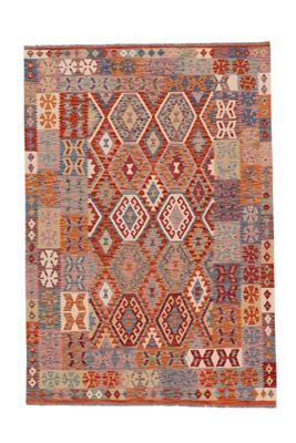 Kilim Afghan en laine Couleur orange et blanc 292 x 201