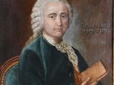portrait of a man in a green coat holding a book