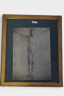 framed drawing of a man on a crucifix
