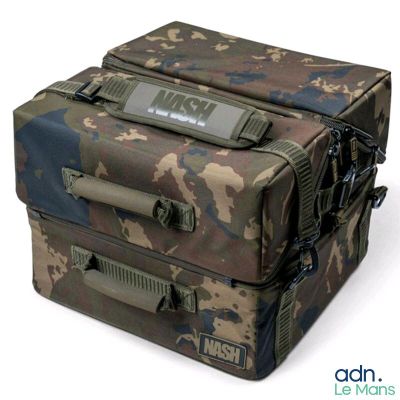 a camouflage bag that is sitting on top of a table