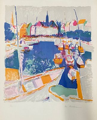 une photo d'un tableau représentant une femme marchant dans la rue