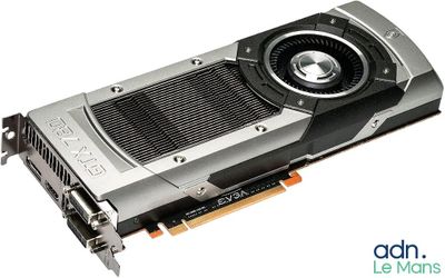a close up of a video card on a white background