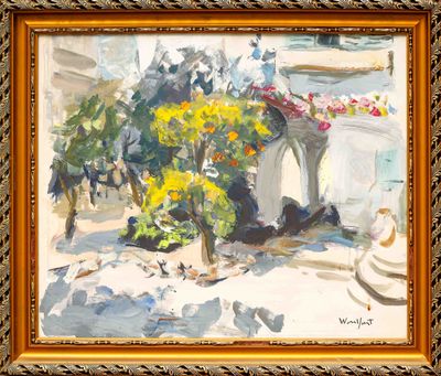 an image of a painting of a woman sitting on the ground