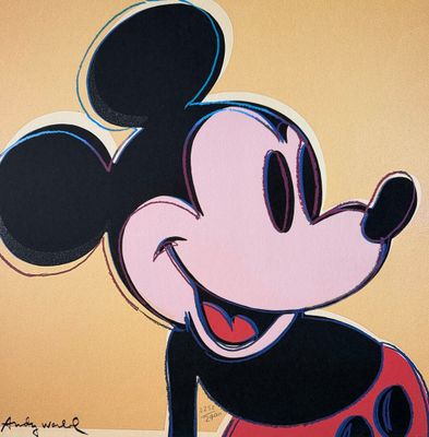 painting of a mickey mouse with a smile on it ' s face