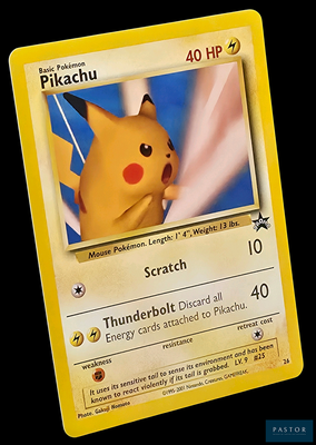 une carte Pokémon sur laquelle figure un Pikachu