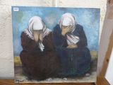tableau représentant deux femmes voilées assises sur un rebord