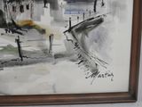 a picture of a painting of a boat in the water
