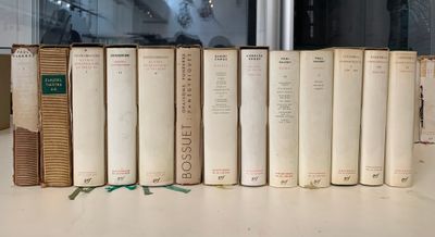 Plusieurs vieux livres sont alignés sur une étagère devant une fenêtre