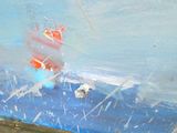a painting of a red fire hydrant in the water