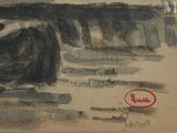 a picture of a painting of a boat on the water