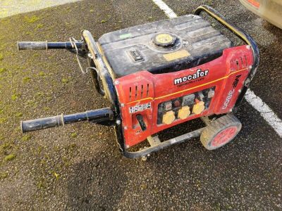 a small generator that is sitting on the ground next to a car