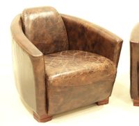 PAIRE DE FAUTEUILS club aviateur en cuir brun. (photo 3)