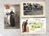 deux vieilles cartes postales représentant un prêtre et une carte de la France