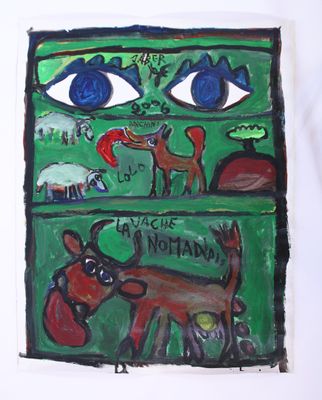 a picture of a picture of a painting with animals on it