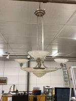 Lustre coupole en verre moulé et pressé à décor gravé partie… (photo 6)