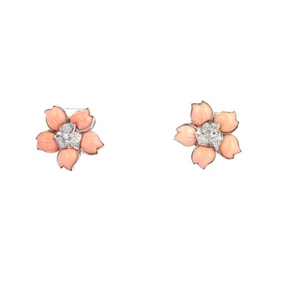 Travail contemporain Paire de boucles d'oreilles « Fleurs ex…
