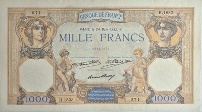 1000 francs Céres et Mercure 24/3/1932, SPL