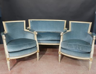 pair of french louis xvi style armchairs