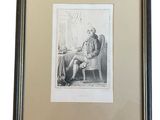 a black and white drawing of a man sitting in a chair