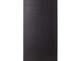 a black desktop computer with a keyboard on top of it