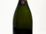 a close up of a bottle of champagne on a white background