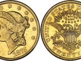une pièce d'or sur laquelle figurent la tête d'une femme et un aigle