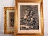 two framed pictures of a man riding a horse next to a picture of a man on a horse