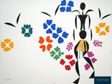 an image of a painting of a woman with flowers on a wall