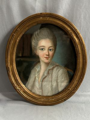 painting of a woman in a white dress in a gold frame