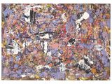 une peinture abstraite où se côtoient de nombreuses couleurs différentes