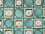 an image of a green and white basket with squares on it