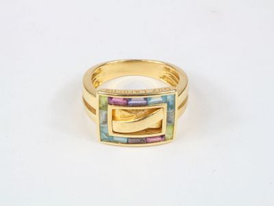 Guy LAROCHE - Bague en or jaune, anneau à 2 rubans croisés s…
