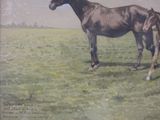 a painting of a horse and a foal in a field