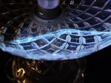 a close up of a glass bowl on a table