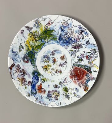 a picture of a plate with a painting on it