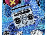 a picture of a painting of a boombox and other items