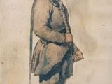 tableau représentant un homme avec une canne et un chapeau