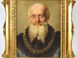 portrait d'un vieil homme barbu dans un cadre doré
