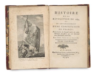 an old book with a picture of a man holding a flag