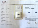 une photo d'un certificat sur lequel figure un saphir bleu