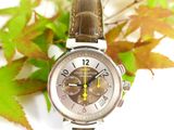 a watch that is sitting on a table with leaves