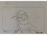 a drawing of a man in a baseball hat and glasses