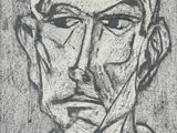 un dessin en noir et blanc représentant le visage d'un homme