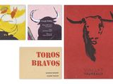 trois livres sur lesquels figurent différentes illustrations d'un taureau, d'un taureau et d'un taureau