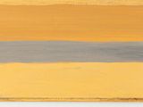 an abstract painting of yellow and grey stripes on a white background