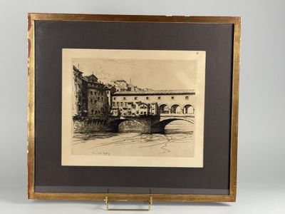 Jean-Jules DUFOUR (1889-1973). "Le Ponte Vecchio à Florence"…