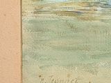 a picture of a painting of a boat on the water