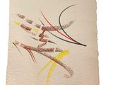 painting of a person jumping in the air with a tennis racket